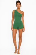 Forest Green Ribbed One-Shoulder Top