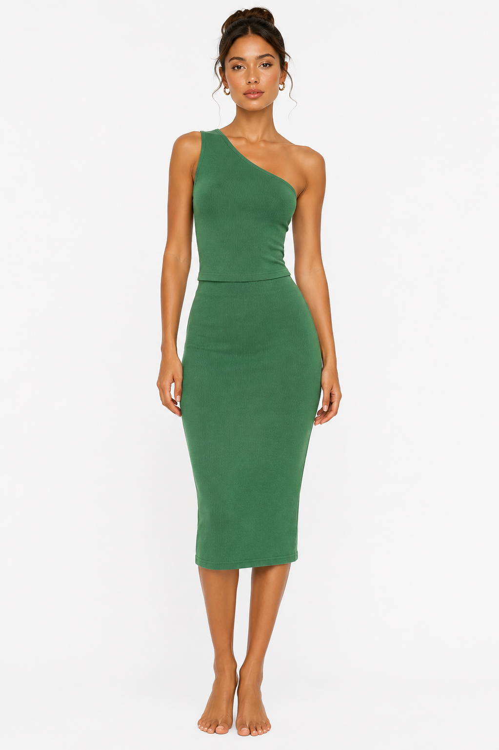 Essential Ribbed Midi Skirt – Forest Green