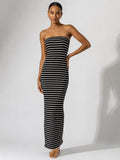 Stripe Bandeau Maxi Dress