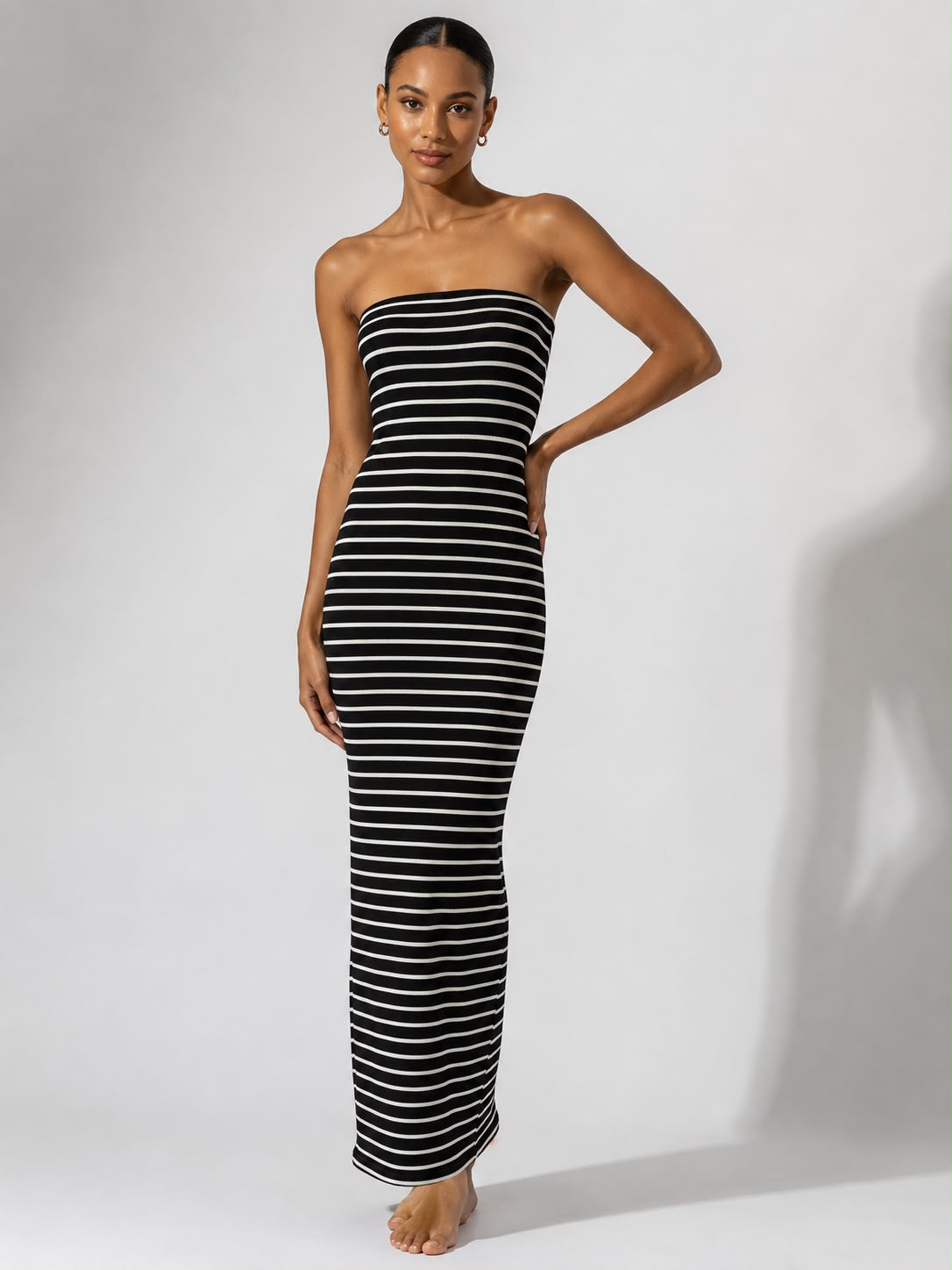 Stripe Bandeau Maxi Dress