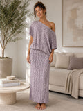 DLuxe Textured Off-Shoulder Drape Top – Lilac