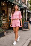 DLuxe Frill Hem Lounge Shorts – Baby Pink