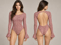 Dusk Marled Open Back Bodysuit – Fluted Sleeve