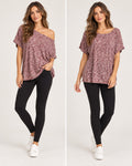 DLuxe Rose Marl Wide Neck Relaxed Fit Top